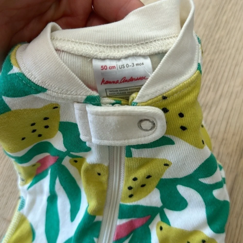 Hanna Andersson Baby Shortie Sleeper zesty Citrus 0/3m